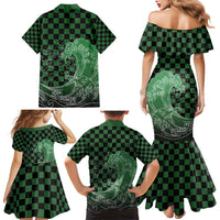 Japanese Asanoha Pattern Family Matching Mermaid Dress and Hawaiian Shirt Water Breathing Slayer Dragon LT9 - Polynesian Pride