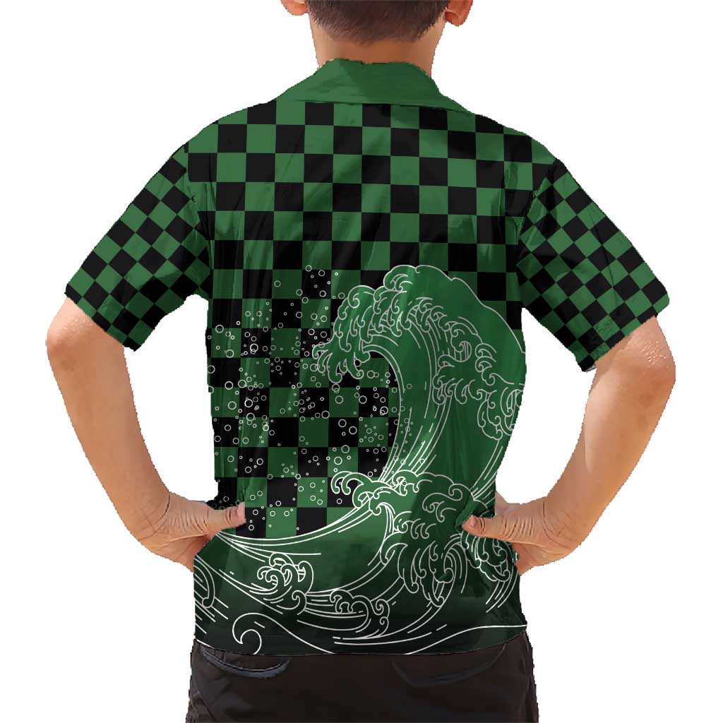 Japanese Asanoha Pattern Family Matching Short Sleeve Bodycon Dress and Hawaiian Shirt Water Breathing Slayer Dragon LT9 - Polynesian Pride