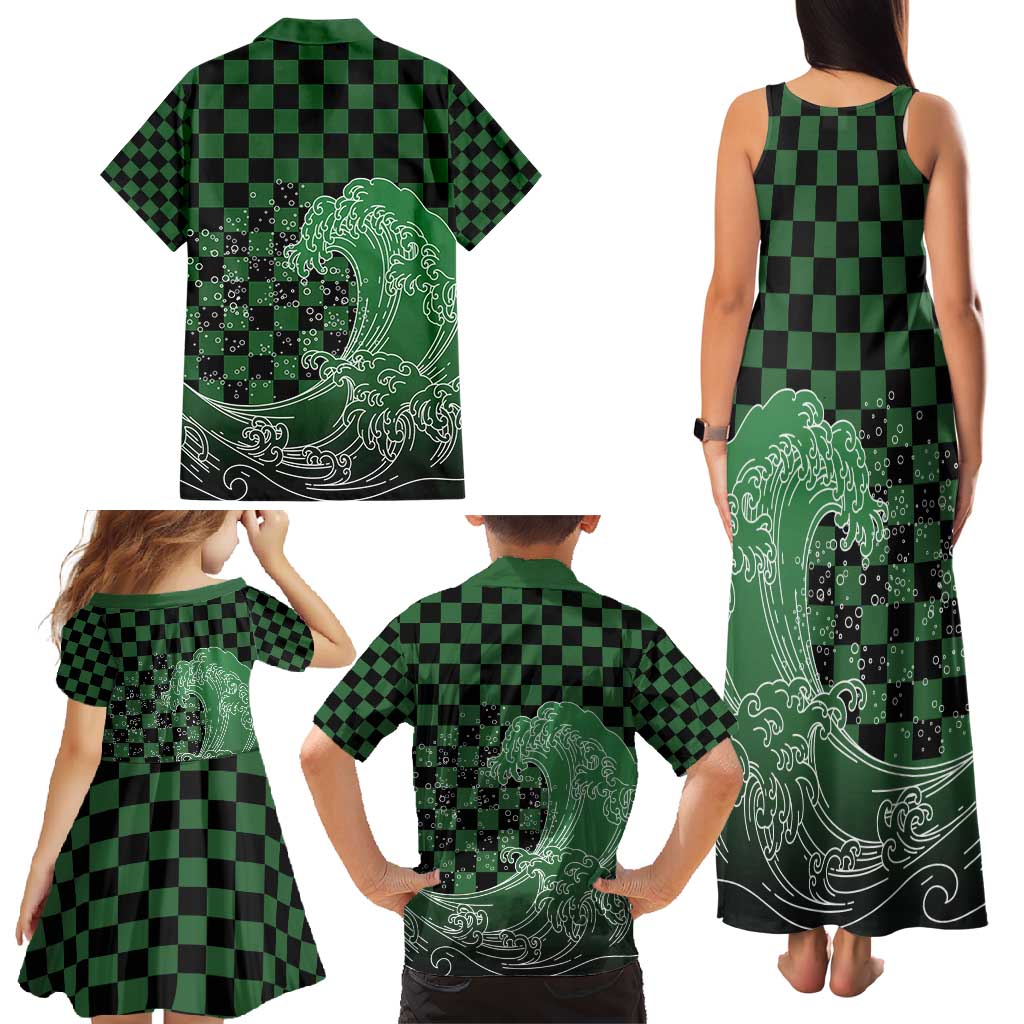 Japanese Asanoha Pattern Family Matching Tank Maxi Dress and Hawaiian Shirt Water Breathing Slayer Dragon - Polynesian Pride