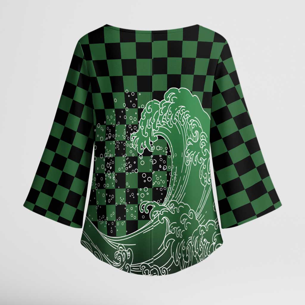 Japanese Asanoha Pattern Kimono Sleeve Blouse Water Breathing Slayer Dragon - Polynesian Pride