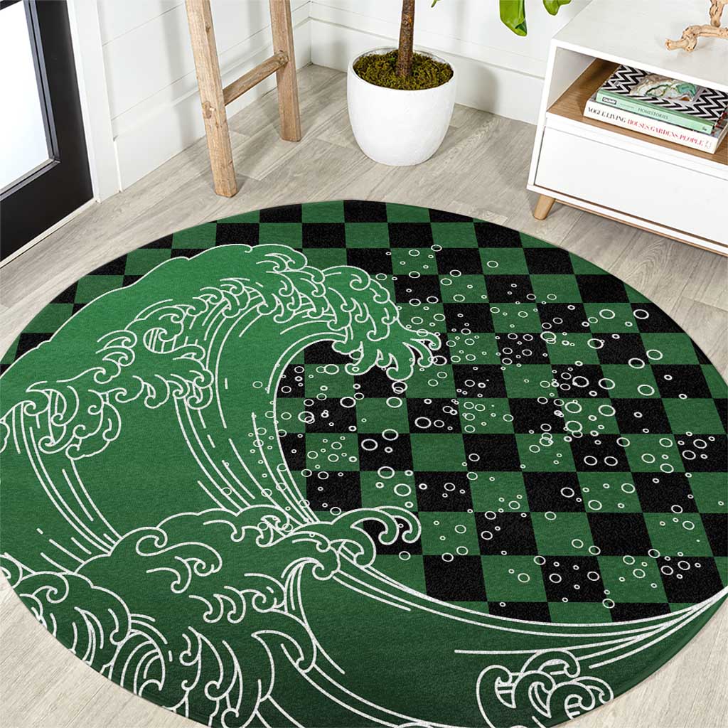 Japanese Asanoha Pattern Round Carpet Water Breathing Slayer Dragon - Polynesian Pride