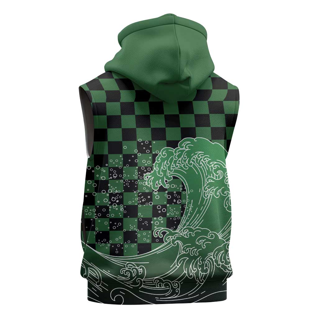Japanese Asanoha Pattern Sleeveless Zip Hoodie Water Breathing Slayer Dragon - Polynesian Pride
