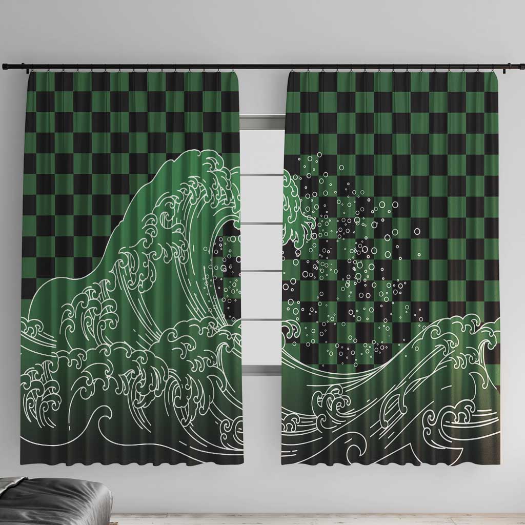 Japanese Asanoha Pattern Window Curtain Water Breathing Slayer Dragon - Polynesian Pride