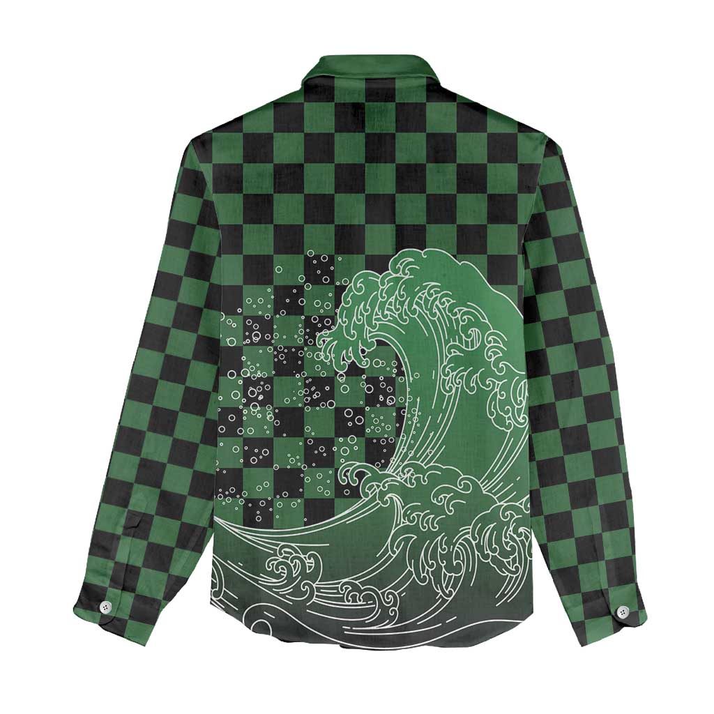 Japanese Asanoha Pattern Women Casual Shirt Water Breathing Slayer Dragon - Polynesian Pride