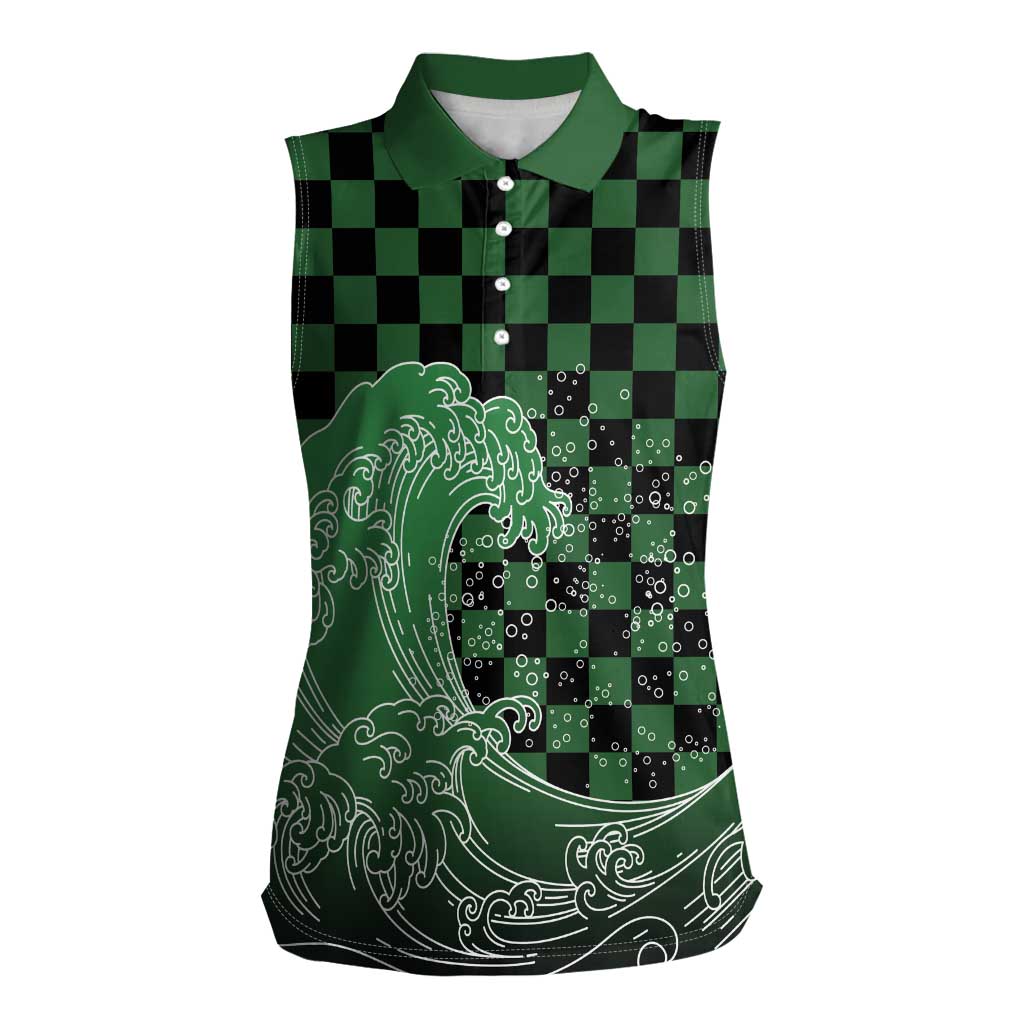 Japanese Asanoha Pattern Women Sleeveless Polo Shirt Water Breathing Slayer Dragon - Polynesian Pride