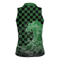 Japanese Asanoha Pattern Women Sleeveless Polo Shirt Water Breathing Slayer Dragon - Polynesian Pride