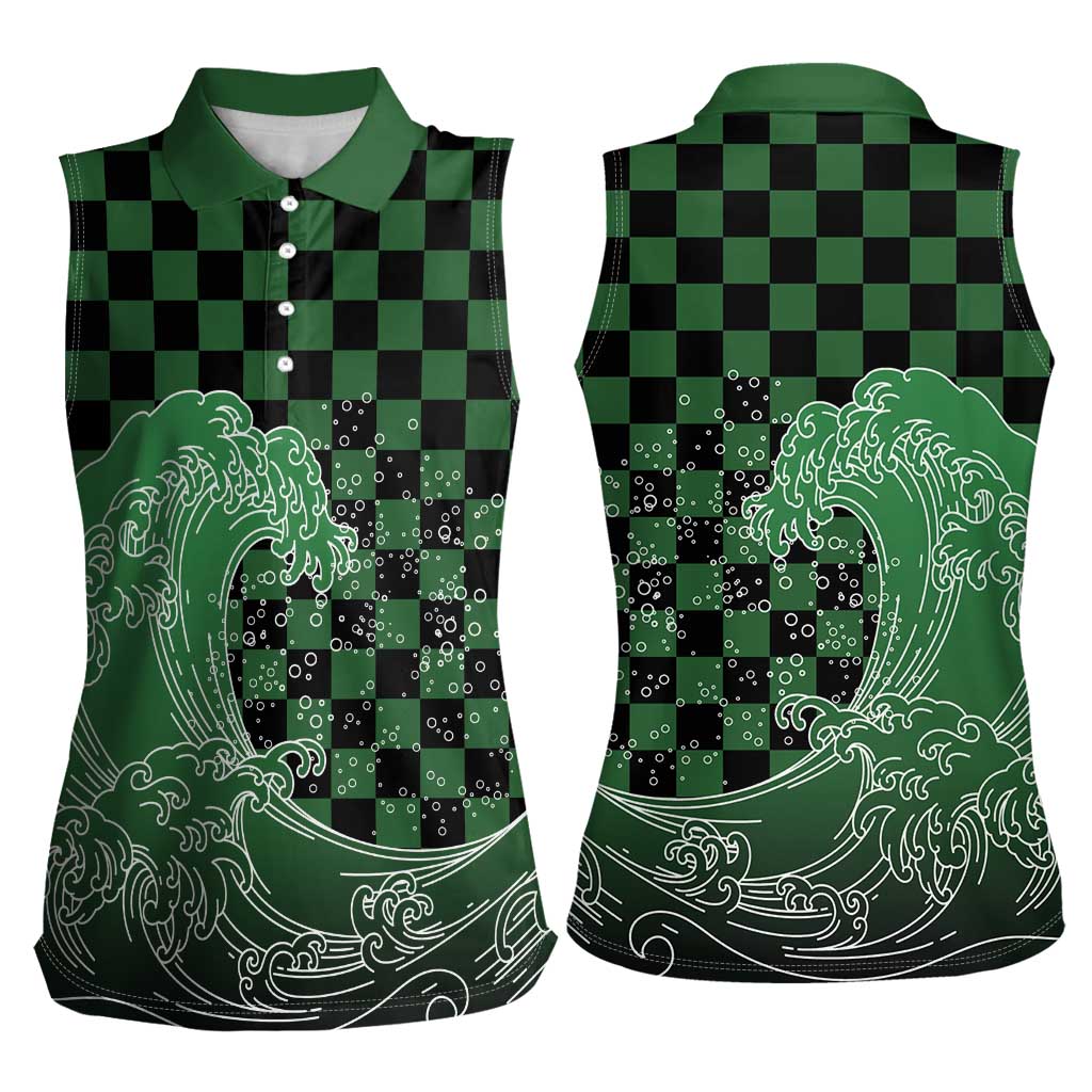 Japanese Asanoha Pattern Women Sleeveless Polo Shirt Water Breathing Slayer Dragon - Polynesian Pride