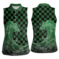 Japanese Asanoha Pattern Women Sleeveless Polo Shirt Water Breathing Slayer Dragon - Polynesian Pride