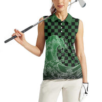 Japanese Asanoha Pattern Women Sleeveless Polo Shirt Water Breathing Slayer Dragon - Polynesian Pride