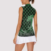 Japanese Asanoha Pattern Women Sleeveless Polo Shirt Water Breathing Slayer Dragon - Polynesian Pride
