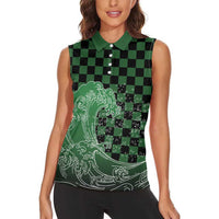 Japanese Asanoha Pattern Women Sleeveless Polo Shirt Water Breathing Slayer Dragon - Polynesian Pride