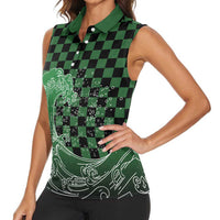 Japanese Asanoha Pattern Women Sleeveless Polo Shirt Water Breathing Slayer Dragon - Polynesian Pride
