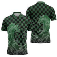 Japanese Asanoha Pattern Zipper Polo Shirt Water Breathing Slayer Dragon - Polynesian Pride