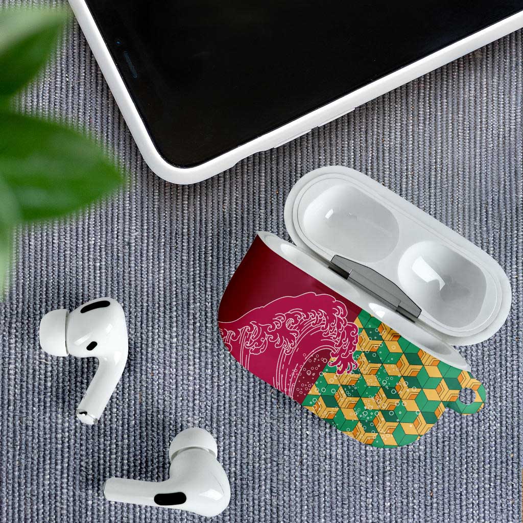 Japanese Bishamon-Kikkou Pattern AirPods Case Water Pillar Silent River Flow - Polynesian Pride