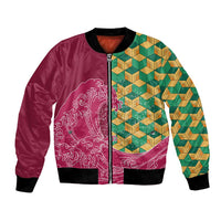 Japanese Bishamon-Kikkou Pattern Bomber Jacket Water Pillar Silent River Flow - Polynesian Pride