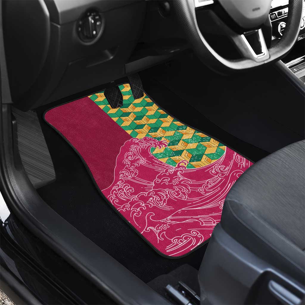 Japanese Bishamon-Kikkou Pattern Car Mats Water Pillar Silent River Flow - Polynesian Pride
