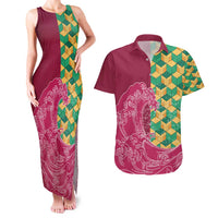 Japanese Bishamon-Kikkou Pattern Couples Matching Tank Maxi Dress and Hawaiian Shirt Water Pillar Silent River Flow - Polynesian Pride