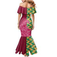 Japanese Bishamon-Kikkou Pattern Family Matching Mermaid Dress and Hawaiian Shirt Water Pillar Silent River Flow - Polynesian Pride