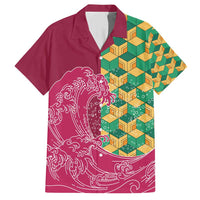 Japanese Bishamon-Kikkou Pattern Family Matching Short Sleeve Bodycon Dress and Hawaiian Shirt Water Pillar Silent River Flow - Polynesian Pride