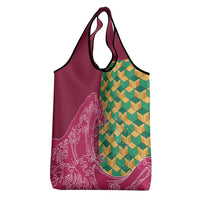 Japanese Bishamon-Kikkou Pattern Grocery Bag Water Pillar Silent River Flow - Polynesian Pride