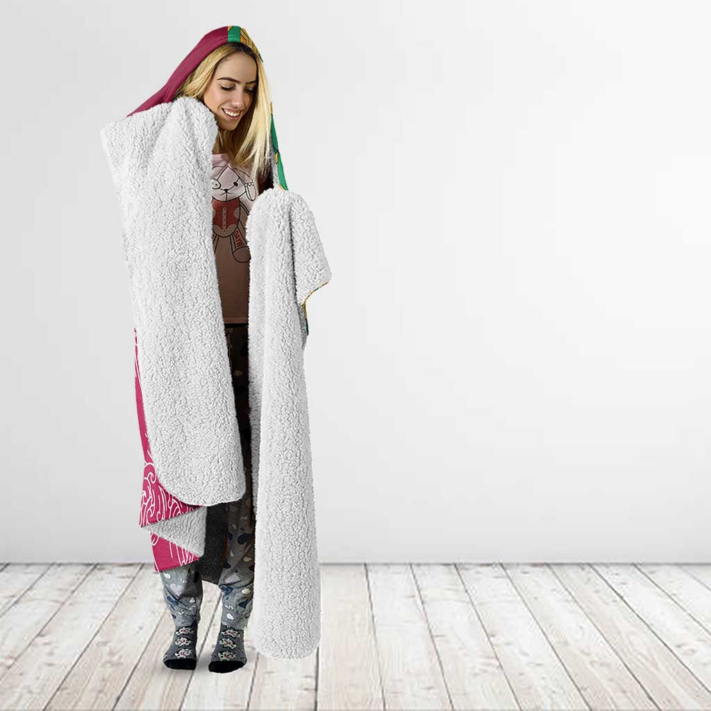 Japanese Bishamon-Kikkou Pattern Hooded Blanket Water Pillar Silent River Flow - Polynesian Pride