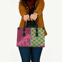 Japanese Bishamon-Kikkou Pattern Leather Bag Water Pillar Silent River Flow - Polynesian Pride