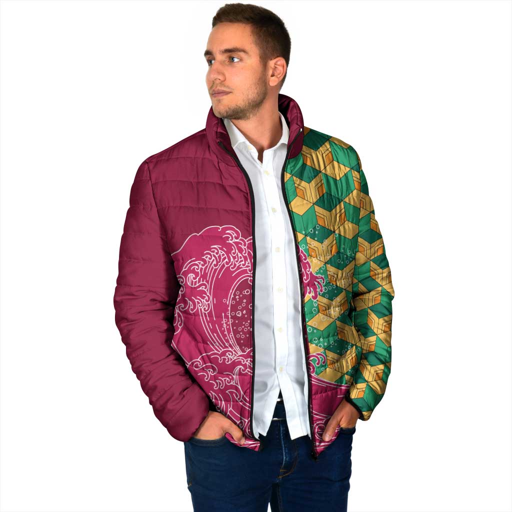 Japanese Bishamon-Kikkou Pattern Padded Jacket Water Pillar Silent River Flow - Polynesian Pride
