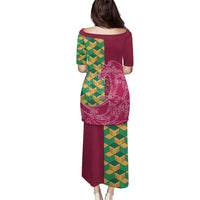 Japanese Bishamon-Kikkou Pattern Puletasi Water Pillar Silent River Flow - Polynesian Pride