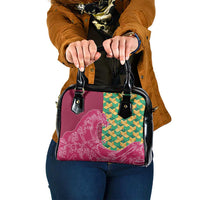 Japanese Bishamon-Kikkou Pattern Shoulder Handbag Water Pillar Silent River Flow - Polynesian Pride