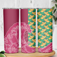 Japanese Bishamon-Kikkou Pattern Skinny Tumbler Water Pillar Silent River Flow - Polynesian Pride