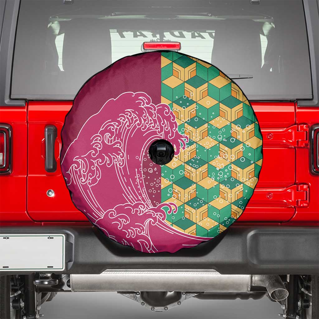 Japanese Bishamon-Kikkou Pattern Spare Tire Cover Water Pillar Silent River Flow - Polynesian Pride