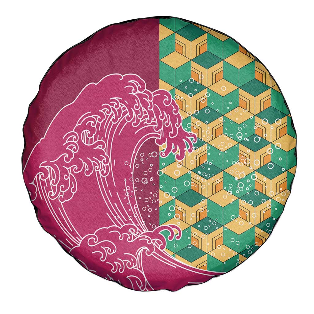 Japanese Bishamon-Kikkou Pattern Spare Tire Cover Water Pillar Silent River Flow - Polynesian Pride