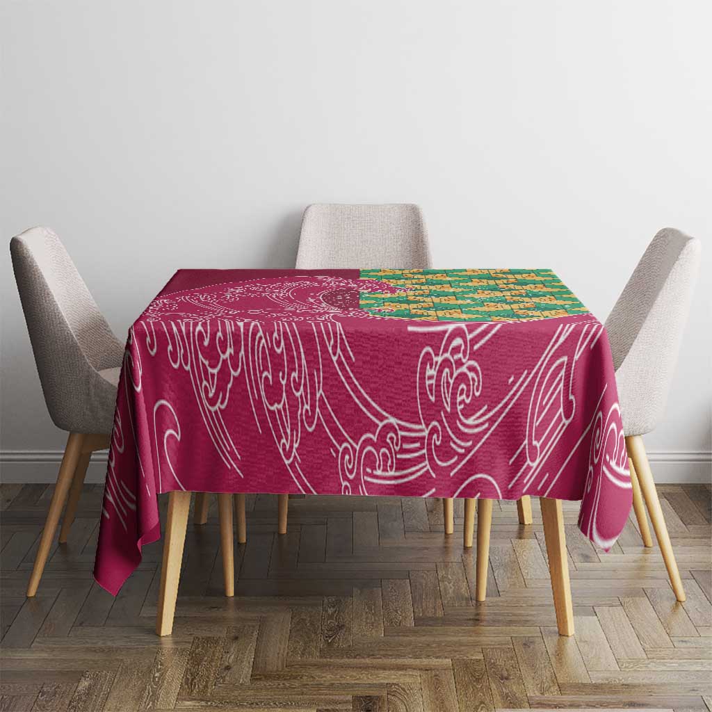 Japanese Bishamon-Kikkou Pattern Tablecloth Water Pillar Silent River Flow - Polynesian Pride
