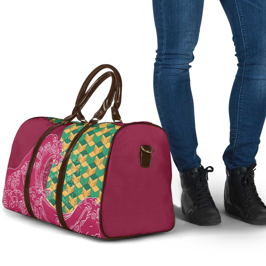 Japanese Bishamon-Kikkou Pattern Travel Bag Water Pillar Silent River Flow - Polynesian Pride