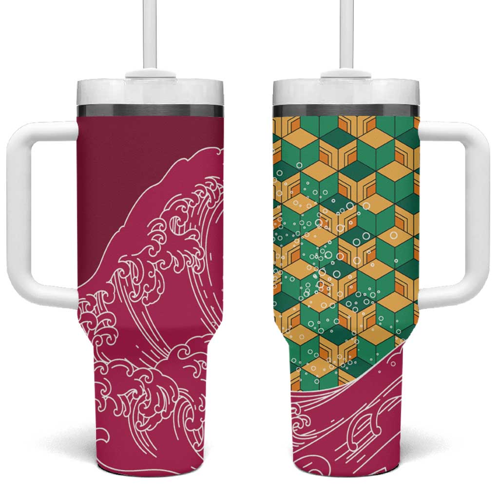 Japanese Bishamon-Kikkou Pattern Tumbler With Handle Water Pillar Silent River Flow - Polynesian Pride