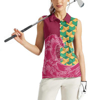 Japanese Bishamon-Kikkou Pattern Women Sleeveless Polo Shirt Water Pillar Silent River Flow LT9 - Polynesian Pride