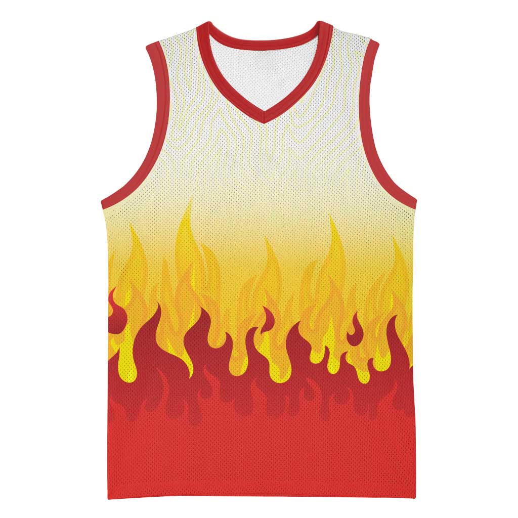 Japanese Kaen Pattern Basketball Jersey Flame Pillar Blazing Lion Heart - Polynesian Pride