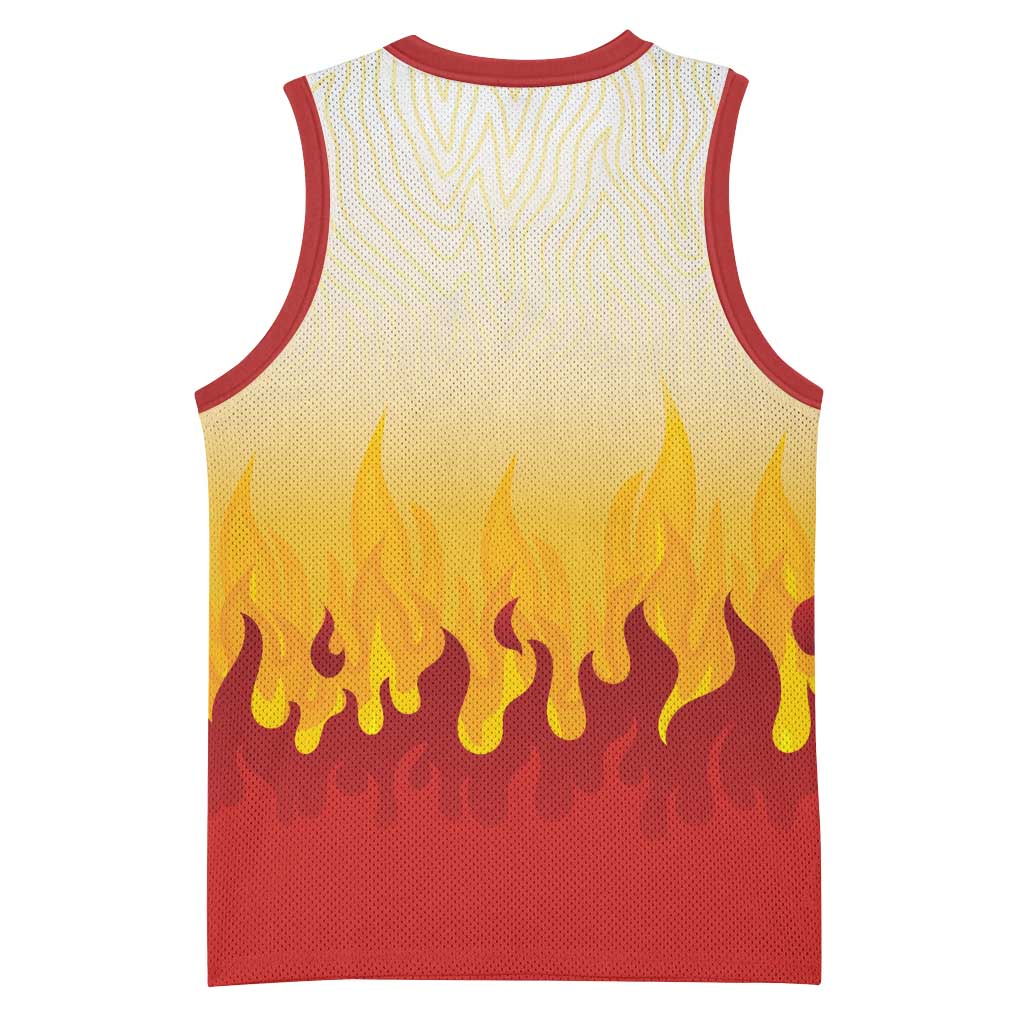 Japanese Kaen Pattern Basketball Jersey Flame Pillar Blazing Lion Heart - Polynesian Pride