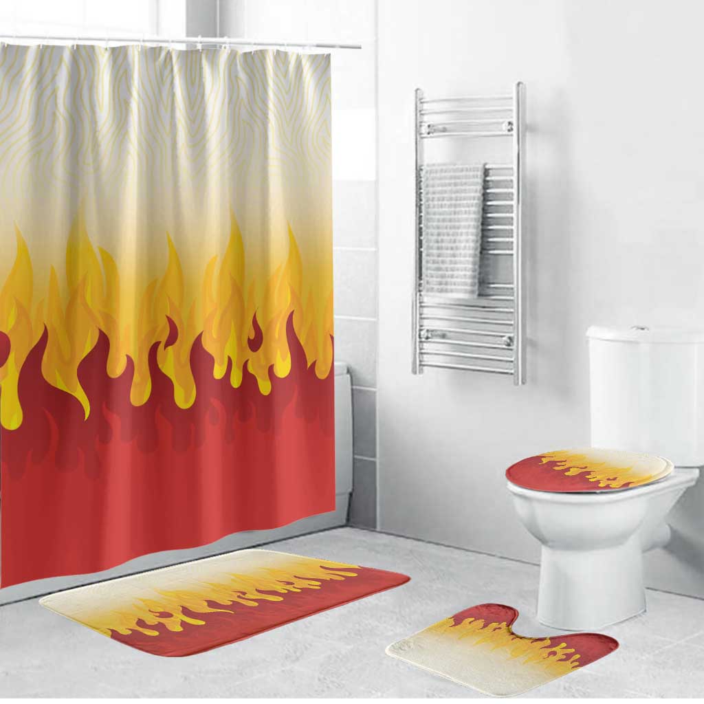 Japanese Kaen Pattern Bathroom Set Flame Pillar Blazing Lion Heart - Polynesian Pride