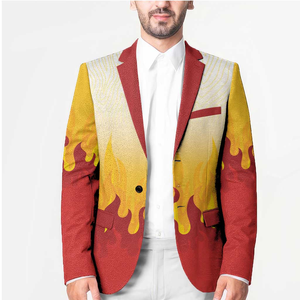 Japanese Kaen Pattern Blazer Flame Pillar Blazing Lion Heart - Polynesian Pride