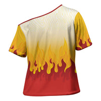 Japanese Kaen Pattern Cross Shoulder Shirt Flame Pillar Blazing Lion Heart - Polynesian Pride