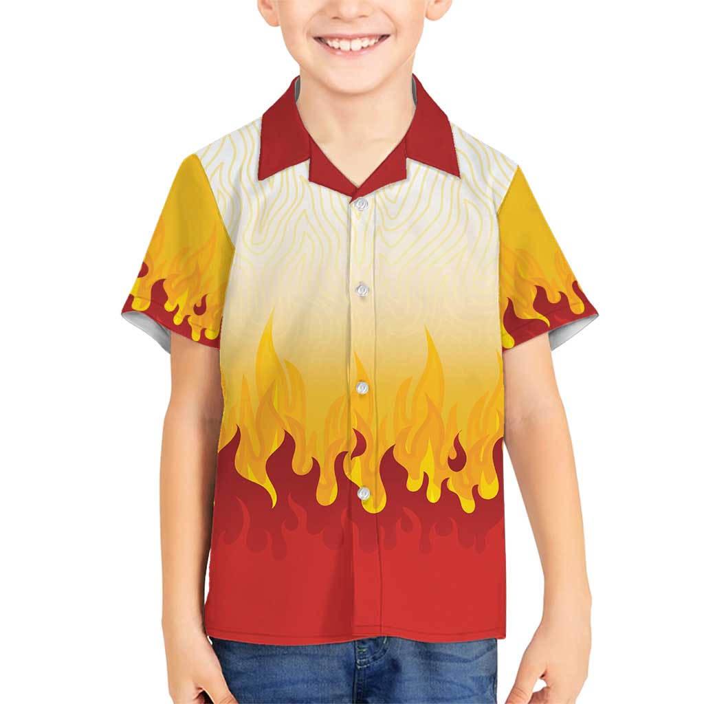 Japanese Kaen Pattern Family Matching Puletasi and Hawaiian Shirt Flame Pillar Blazing Lion Heart - Polynesian Pride