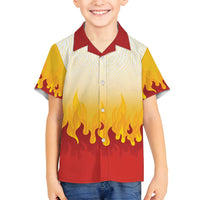 Japanese Kaen Pattern Family Matching Puletasi and Hawaiian Shirt Flame Pillar Blazing Lion Heart - Polynesian Pride