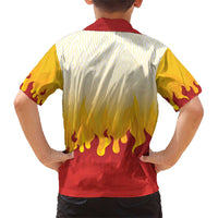 Japanese Kaen Pattern Family Matching Short Sleeve Bodycon Dress and Hawaiian Shirt Flame Pillar Blazing Lion Heart LT9 - Polynesian Pride