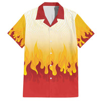 Japanese Kaen Pattern Family Matching Short Sleeve Bodycon Dress and Hawaiian Shirt Flame Pillar Blazing Lion Heart LT9 Dad's Shirt - Short Sleeve Red - Polynesian Pride