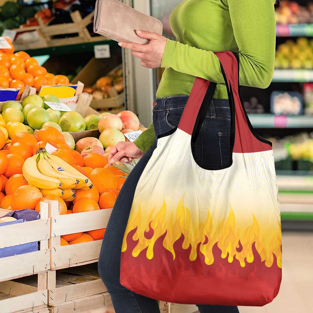 Japanese Kaen Pattern Grocery Bag Flame Pillar Blazing Lion Heart - Polynesian Pride