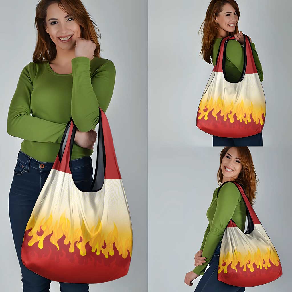 Japanese Kaen Pattern Grocery Bag Flame Pillar Blazing Lion Heart - Polynesian Pride