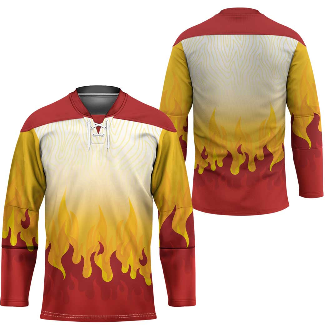 Japanese Kaen Pattern Hockey Jersey Flame Pillar Blazing Lion Heart - Polynesian Pride