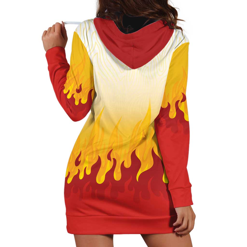 Japanese Kaen Pattern Hoodie Dress Flame Pillar Blazing Lion Heart - Polynesian Pride