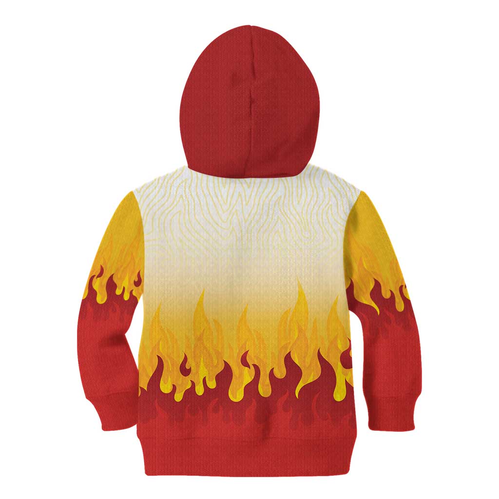 Japanese Kaen Pattern Kid Hoodie Flame Pillar Blazing Lion Heart - Polynesian Pride